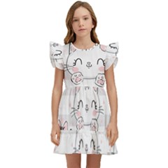 Cat-with-bow-pattern Kids  Winged Sleeve Dress by Salman4z