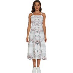 Cat-with-bow-pattern Sleeveless Shoulder Straps Boho Dress by Salman4z