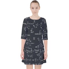 Mathematical-seamless-pattern-with-geometric-shapes-formulas Quarter Sleeve Pocket Dress by Salman4z