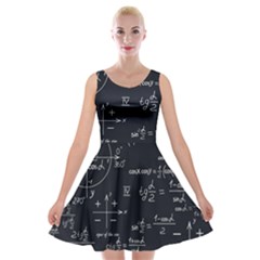 Mathematical-seamless-pattern-with-geometric-shapes-formulas Velvet Skater Dress by Salman4z