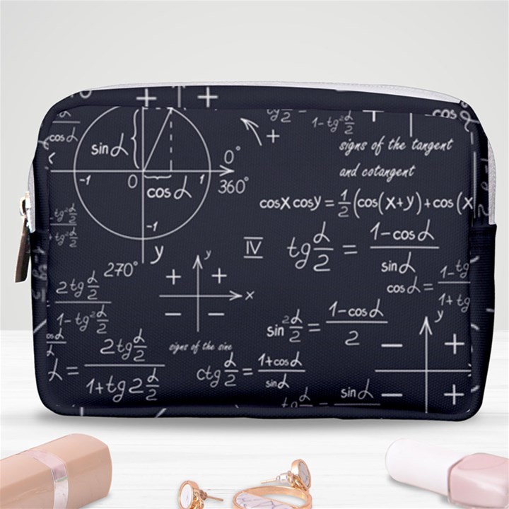 Mathematical-seamless-pattern-with-geometric-shapes-formulas Make Up Pouch (Medium)