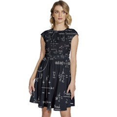 Mathematical-seamless-pattern-with-geometric-shapes-formulas Cap Sleeve High Waist Dress by Salman4z