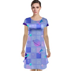 Seamless-pattern-pastel-galaxy-future Cap Sleeve Nightdress by Salman4z