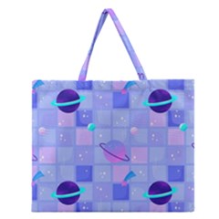 Seamless-pattern-pastel-galaxy-future Zipper Large Tote Bag by Salman4z