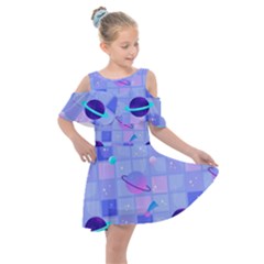 Seamless-pattern-pastel-galaxy-future Kids  Shoulder Cutout Chiffon Dress by Salman4z