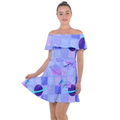 Seamless-pattern-pastel-galaxy-future Off Shoulder Velour Dress by Salman4z