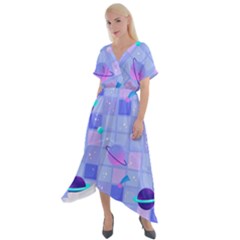 Seamless-pattern-pastel-galaxy-future Cross Front Sharkbite Hem Maxi Dress by Salman4z