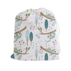 Pattern-sloth-woodland Drawstring Pouch (2xl) by Salman4z