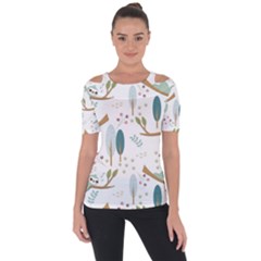 Pattern-sloth-woodland Shoulder Cut Out Short Sleeve Top by Salman4z