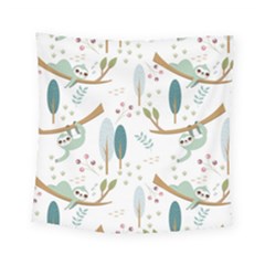 Pattern-sloth-woodland Square Tapestry (small) by Salman4z