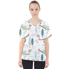 Pattern-sloth-woodland V-neck Dolman Drape Top by Salman4z