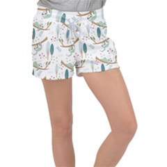 Pattern-sloth-woodland Women s Velour Lounge Shorts by Salman4z