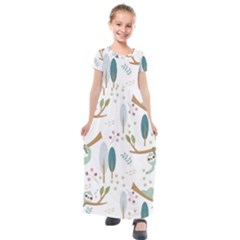 Pattern-sloth-woodland Kids  Short Sleeve Maxi Dress by Salman4z