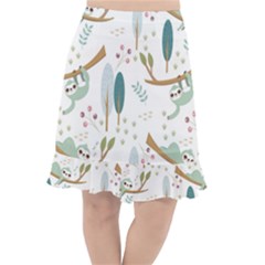 Pattern-sloth-woodland Fishtail Chiffon Skirt by Salman4z