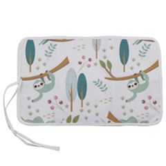 Pattern-sloth-woodland Pen Storage Case (l) by Salman4z