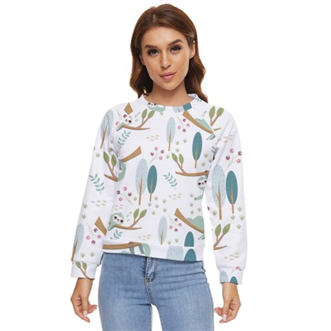 Pattern-sloth-woodland Women s Long Sleeve Raglan Tee by Salman4z