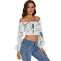 Pattern-sloth-woodland Long Sleeve Crinkled Weave Crop Top View3