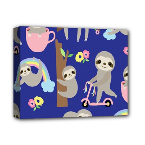 Hand-drawn-cute-sloth-pattern-background Deluxe Canvas 14  X 11  (stretched) by Salman4z