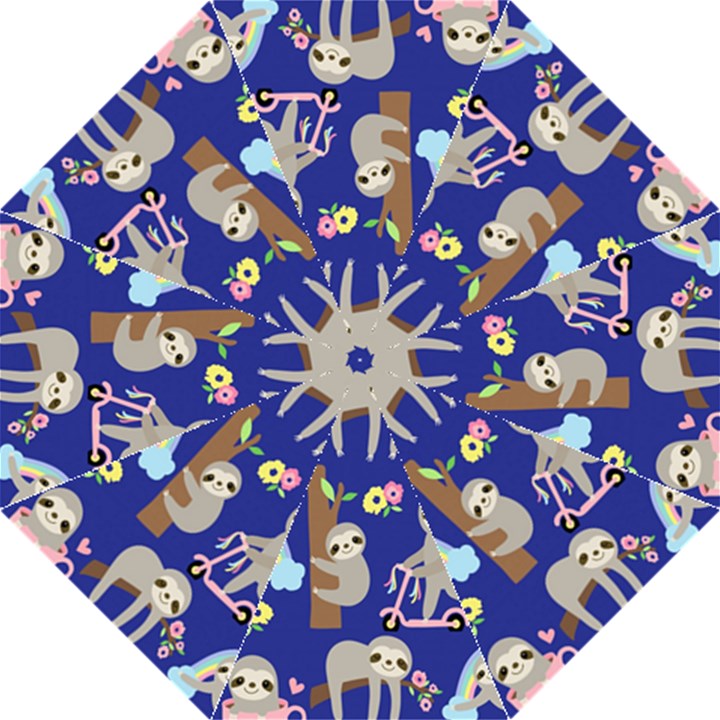 Hand-drawn-cute-sloth-pattern-background Hook Handle Umbrellas (Medium)