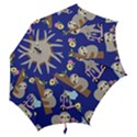 Hand-drawn-cute-sloth-pattern-background Hook Handle Umbrellas (Medium) View2