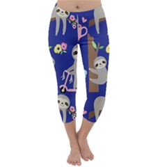 Hand-drawn-cute-sloth-pattern-background Capri Winter Leggings  by Salman4z