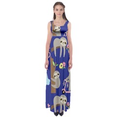 Hand-drawn-cute-sloth-pattern-background Empire Waist Maxi Dress by Salman4z