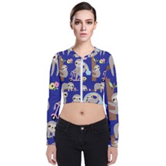 Hand-drawn-cute-sloth-pattern-background Long Sleeve Zip Up Bomber Jacket by Salman4z