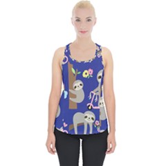 Hand-drawn-cute-sloth-pattern-background Piece Up Tank Top by Salman4z