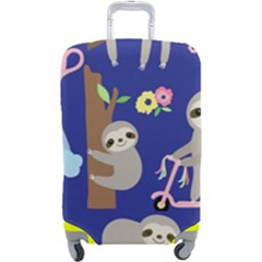 Hand-drawn-cute-sloth-pattern-background Luggage Cover (large) by Salman4z