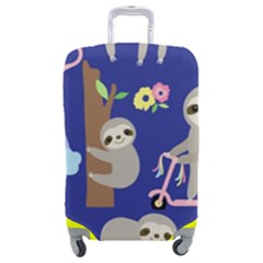 Hand-drawn-cute-sloth-pattern-background Luggage Cover (medium) by Salman4z