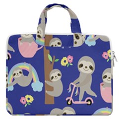 Hand-drawn-cute-sloth-pattern-background Macbook Pro 16  Double Pocket Laptop Bag 