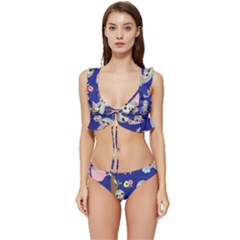 Hand-drawn-cute-sloth-pattern-background Low Cut Ruffle Edge Bikini Set by Salman4z