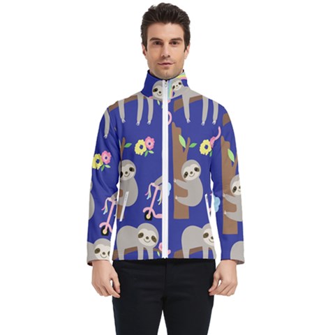 Hand-drawn-cute-sloth-pattern-background Men s Bomber Jacket by Salman4z