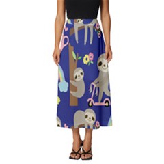 Hand-drawn-cute-sloth-pattern-background Classic Midi Chiffon Skirt by Salman4z