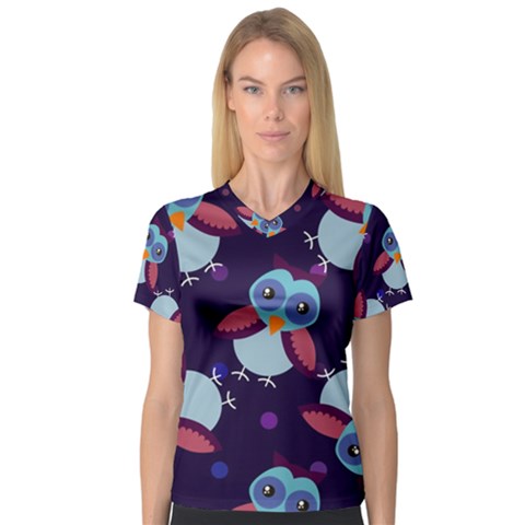 Owl-pattern-background V-neck Sport Mesh Tee by Salman4z