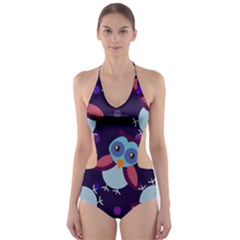 Owl-pattern-background Cut-out One Piece Swimsuit by Salman4z