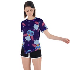 Owl-pattern-background Asymmetrical Short Sleeve Sports Tee by Salman4z