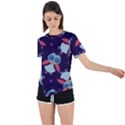 Owl-pattern-background Asymmetrical Short Sleeve Sports Tee View1