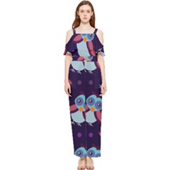 Owl-pattern-background Draped Sleeveless Chiffon Jumpsuit by Salman4z