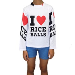 I Love Rice Balls Kids  Long Sleeve Swimwear by ilovewhateva