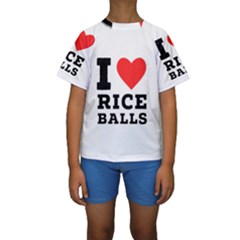 I Love Rice Balls Kids  Short Sleeve Swimwear by ilovewhateva