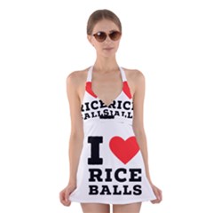 I Love Rice Balls Halter Dress Swimsuit  by ilovewhateva