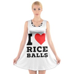 I Love Rice Balls V-neck Sleeveless Dress by ilovewhateva