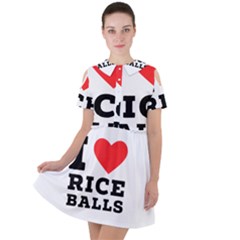 I Love Rice Balls Short Sleeve Shoulder Cut Out Dress  by ilovewhateva