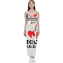 I Love Rice Balls V-neck Spaghetti Strap Tie Front Jumpsuit by ilovewhateva