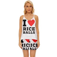 I Love Rice Balls V-neck Satin Pajamas Set by ilovewhateva