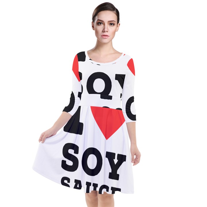 I love soy sauce Quarter Sleeve Waist Band Dress