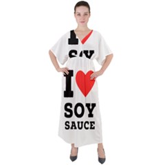 I Love Soy Sauce V-neck Boho Style Maxi Dress by ilovewhateva