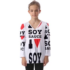 I Love Soy Sauce Kids  V Neck Casual Top by ilovewhateva