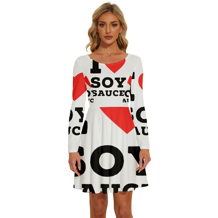 I love soy sauce Long Sleeve Wide Neck Velvet Dress